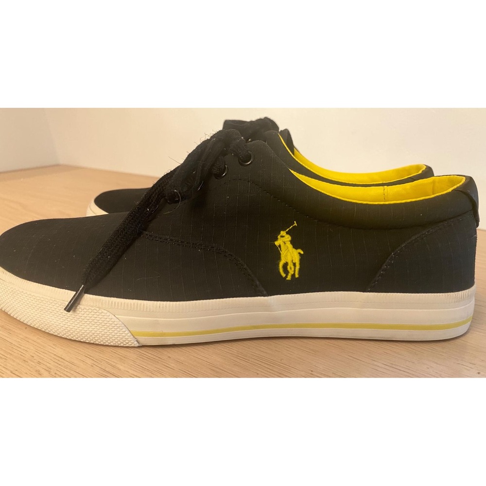 Polo Ralph Lauren Vaughn Ripstop Canvas Sneakers Black Yellow Men's 13D - Picture 4 of 8
